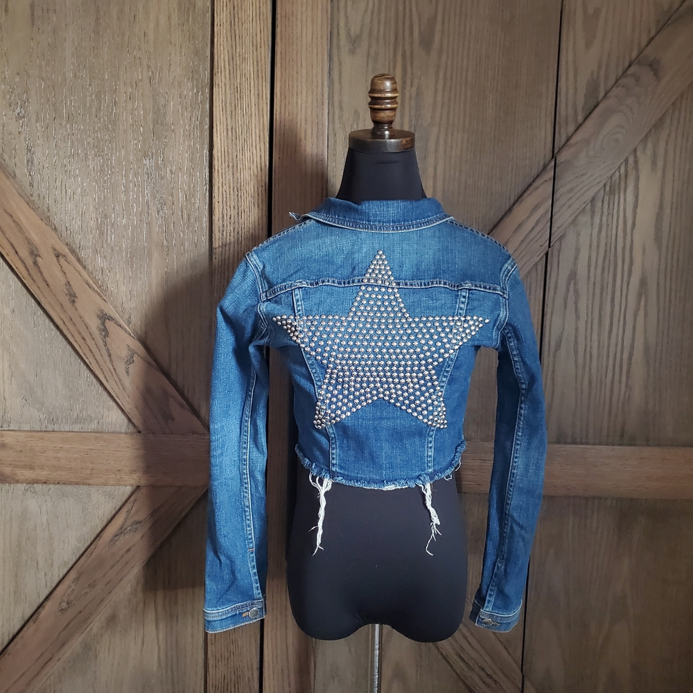 L'AGENCE Blue Denim Star Jean Jacket - Picture 1 of 5